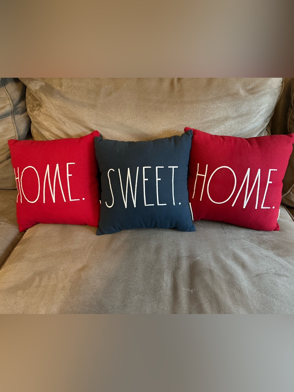 Rae Dunn 'HOME SWEET HOME’' Pillow Set in Navy and Red